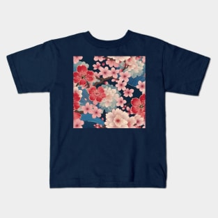 Spring Flowers Kimono Pattern Kids T-Shirt